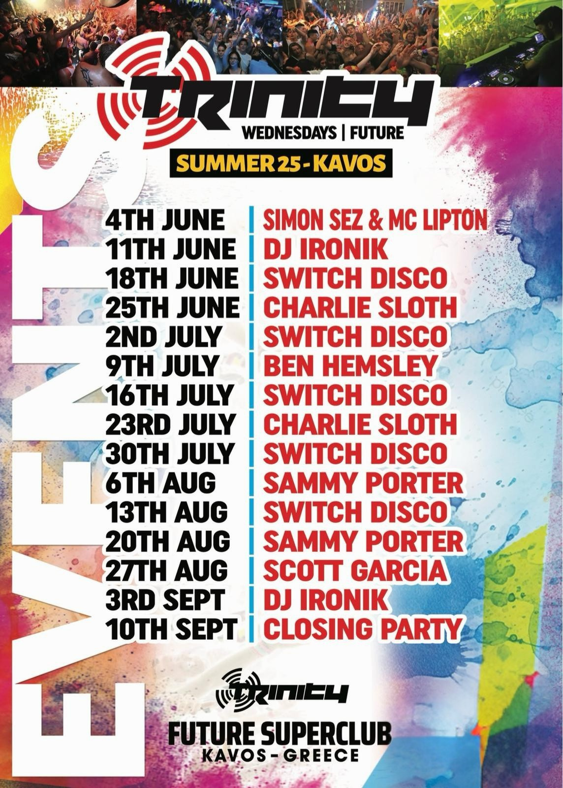 Trinity Line-up Poster Summer 2025