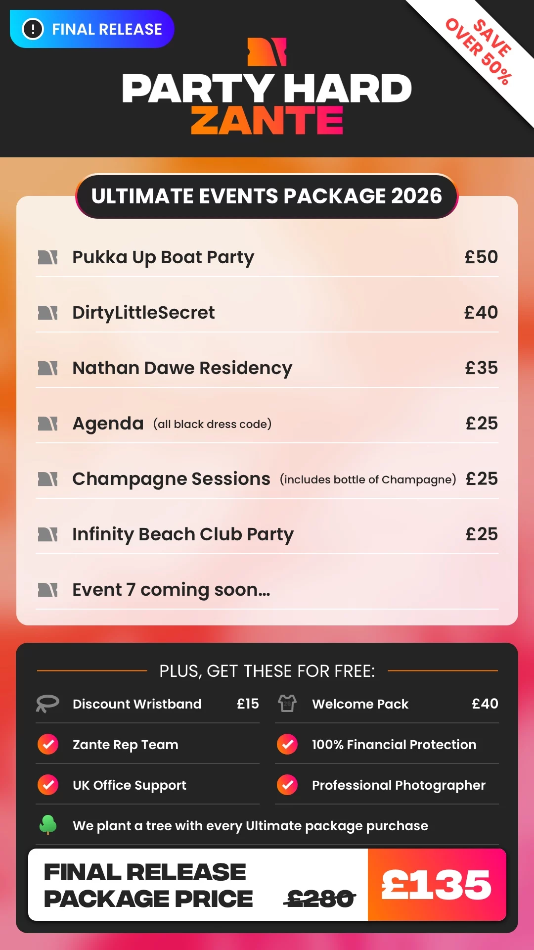 Zante Ultimate Events Package Final Release Price 2026