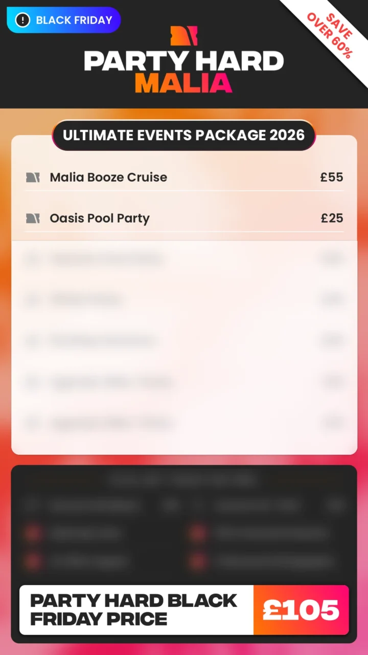 Malia Ultimate Events Package Black Friday Price 2026