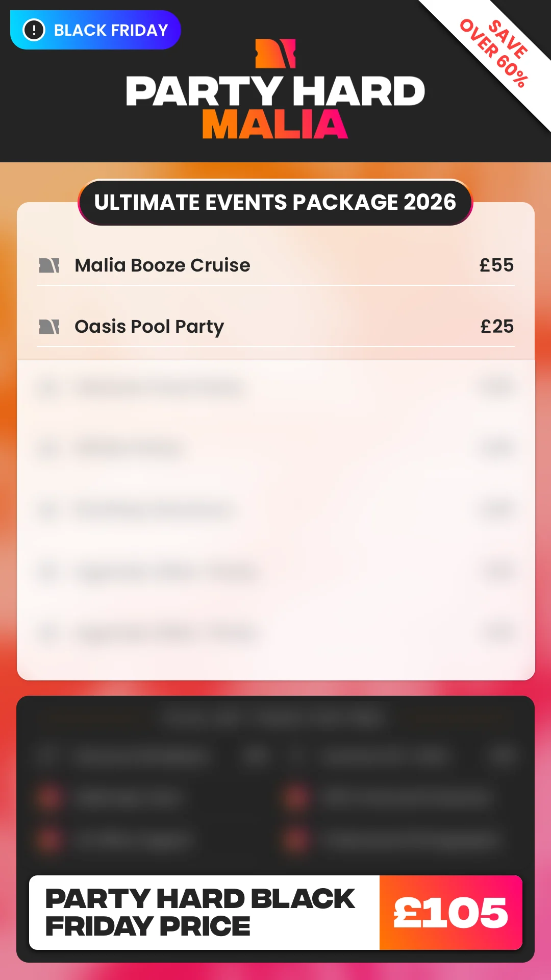 Malia Ultimate Events Package Black Friday Price 2026